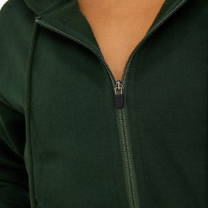 Conjunto Deportivo de Invierno para Mujer, Sudadera Corta con Cremallera y Logotipo Personalizado, Pantalones Deportivos de Cintura Alta, Felpa de Algodón, Ropa de Gimnasio, Proveedor OEM - Product Image 3