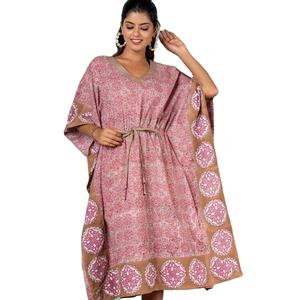 Estampado floral con cordones hasta la rodilla para mujer elegante manga corta estampado bohemio caftán - Product Image 1