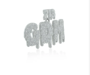 Pendentif Iced GDM Drip en alliage plaqué argent, breloque à thème style Hip Hop, cadeau - Product Image 2