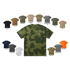 Camiseta Oversize de Color Liso con Estampado de Camuflaje, Manga Corta, Cuello Redondo, Estilo Urbano, Holgada y Transpirable - Product Image 1
