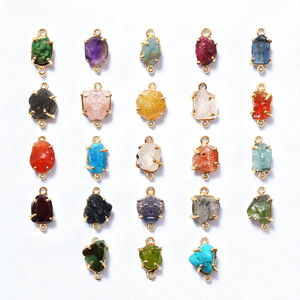 Conector de Plata 925 con Granate Natural en Bruto, Doble Engaste, Colgante de Gema para Fabricación de Joyas DIY, Pulseras y Collares - Product Image 3