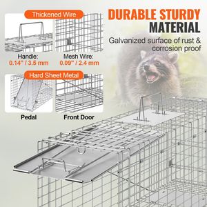 32 "X 10" X 12 "Piège à animaux pliant en fer galvanisé sans cruauté Cage pour animaux capturant des lapins chats errants écureuils - Product Image 4