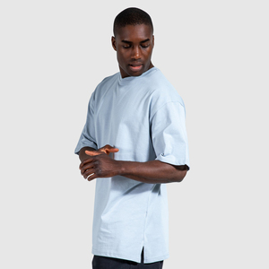 Camisetas Personalizadas de Algodón/Fibra de Bambú para Hombre, Tallas Grandes, Estilo Hip Hop, Hombros Caídos, Lisas, Venta al Por Mayor 2026 - Product Image 2
