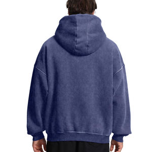 Sweat à capuche zippé oversize pour homme, couleur unie, en molleton, décontracté, coupe classique, pour l'automne - Product Image 2