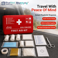 Trousse de premiers secours automobile BLUENJOY DIN 13164:2022 certifiée CE MDR, équipement d'urgence pour véhicule, requis pour la Grèce, sécurité routière européenne