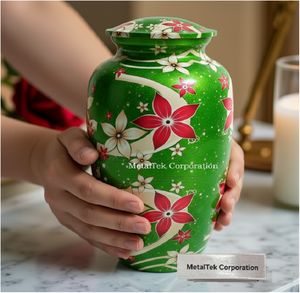 Handcrafted Pink Floral Cremation Urn Large Adult Funeral Vase Decorative Metal <b>Memorial</b> <b>Keepsake</b> Burial Jars Decorative Urns - Product Image 3