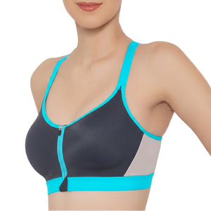Soutien-gorge de sport coloré pour femme avec fermeture éclair sur le devant, maintien moyen, respirant, pour yoga et entraînement - Product Image 2