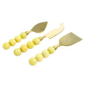 Decorative Resin Bead Handle Stainless Steel Cheese Knife Set Dishwasher <b>Safe</b> Eco-Friendly Table Top Cheese <b>Tools</b> Wholesale - Product Image 6