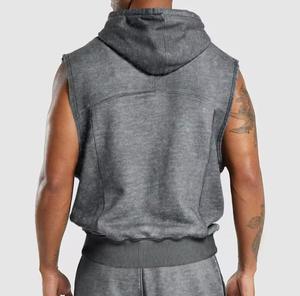 Sudadera con Capucha sin Mangas para Hombre, 100% Algodón, Felpa, Corte Regular, Color Gris Sólido, Ropa Casual de Otoño, Impresión Digital, Secado Rápido - Product Image 2