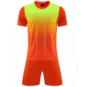 Men's Orange Soccer Jersey Set Short Sleeve Crew Neck Quick Dry Regular Fit All Seasons Solid Color Polyester Athletic Wear - Product Image 1