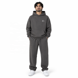 Conjunto de Sudadera con Capucha y Pantalones Jogger para Hombre, de Algodón Grueso, Estilo Urbano, Transpirable, Ropa Deportiva Informal, Venta al Por Mayor - Product Image 1