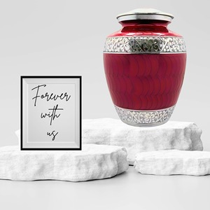 Urne funéraire haut de gamme Poppy – Gravée à la main sur nickel et finition émail - Product Image 3