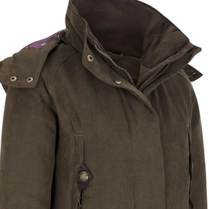Veste à capuche unisexe Shero en néoprène vert olive, résistante à l'eau, pour l'hiver et les activités de plein air, avec fermeture à boutons et poches - Product Image 6