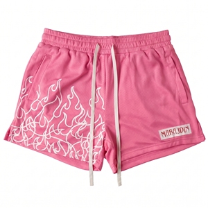 Men's Printed Flame <b>Shorts</b> Breathable Mesh Drawstring Casual <b>Short</b> Pants Mid Waist Elastic Band Sportwear - Product Image 3