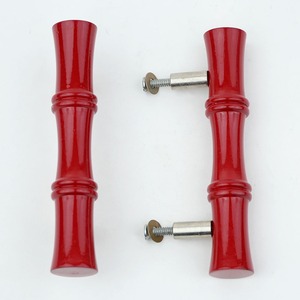 Meubles en bois modernes peints en rouge, armoires, tiroirs, portes à boutons, poignées longues coulissantes pour cuisine, artisanat Mughal en bois - Product Image 4
