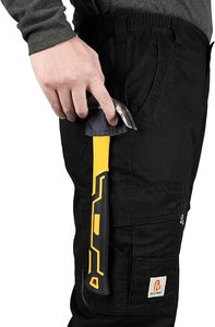Men's <b>Black</b> Cotton <b>Work</b> <b>Pants</b> With Multiple Pockets Abrasion Resistant Elastic Waist Cargo Trousers - Product Image 6