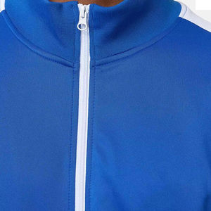 Hot Sell Men Blue Tracksuit Full Zip <b>Jacket</b> With White Stripe Side Pockets Sporty Style Regular Fit Winter Wear - Product Image 5
