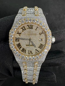 นาฬิกาข้อมือสแตนเลสสตีล 41 มม. ทรง unisex ประดับเพชร VVS Moissanite ตัดแบบเพชร  ระบบควอตซ์  ตัวเรือนสไตล์โบราณ  แฟชั่นฮิปฮอปสุดล้ำสมัย - Product Image 1