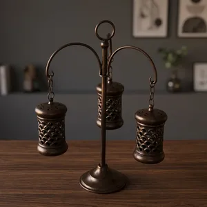 Candelabro de Hierro con Faroles Perforados, Decoración Duradera para el Hogar - Product Image 2