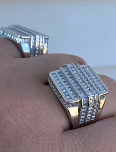 <b>Men's</b> Custom Moissanite Diamond Hip Hop <b>Ring</b> Big Baguette Design Solid 925 Sterling <b>Silver</b> Luxury Fashion Jewelry for <b>Men</b> - Product Image 5