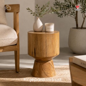 <b>Stool</b> Solid Teak <b>Wood</b> Side Table Rustic Accent Furniture for Living Room Resort Jepara Indonesia - Product Image 6