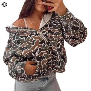 Sudadera con capucha de forro polar para mujer, estilo urbano de invierno, con lavado ácido, hombros caídos, cremallera y corte crop, personalizable frontalmente, OEM - Product Image 5