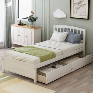 Letto matrimoniale bianco con piattaforma contenitore, testiera e due cassetti, struttura in legno (SKU precedente SF000062KAA) - Product Image 1