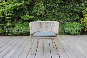 Modern Outdoor Patio Dining Set with Rattan Chairs and Wooden <b>Table</b> for Garden Use - Product Image 4