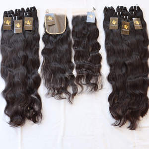 Mèches brésiliennes lisses et ondulées avec Lace Frontal, cheveux naturels, avec Lace Closure 4x4 5x5 - Product Image 2