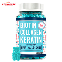 Complément alimentaire antioxydant en gommes de collagène personnalisées par le fabricant, gommes de beauté à la biotine et à la kératine à base de pectine