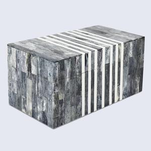 Boîte de rangement rectangulaire en bois AL MALIK CRAFT, motif géométrique noir et blanc, organiseur de bijoux 0-1L - Product Image 2