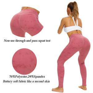 Pantalones de Yoga de Cintura Alta, Suaves y de Alta Calidad, con Bolsillo, Estilo Tie-Dye, Ropa Deportiva para Fitness y Yoga - Product Image 4