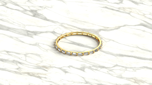 Anillo de Diamantes Baguette de Oro de 18K de Lujo, Anillo de Eternidad Completo, Anillo de Boda Estilo East West, Anillo Apilable con Engaste de Barra, Joyería Fina para Mujer - Product Image 3
