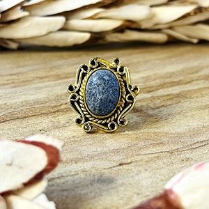 Trend New <b>Lapis</b> <b>Lazuli</b> <b>Rings</b> Boho Brass Jewelry for Women 18k Gold Plated Antique Filigree Statement <b>Ring</b> for Wholesale/OEM/ODM - Product Image 1