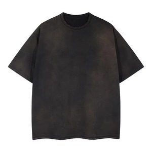 T-shirt Homme Oversize Uni à Manches Courtes Col Rond en Coton Lourd Streetwear Décontracté en Jersey Tricoté 300g - Product Image 4