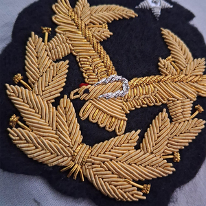 Handmade Embroidered Custom Made Bullion Wire Fabric Canvas 3D Solid Color Customizable Fashion <b>Badges</b> with Custom Packing - Product Image 2