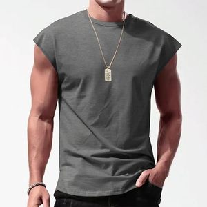 Débardeur Homme Personnalisé OEM Col Rond Sans Manches Décontracté Uni pour l'Été – Idéal Sport, Gym et Style Hippie – Vente en Gros - Product Image 1