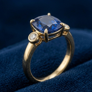 Custom Blue Zircon Gold Plated Fine <b>Ring</b> Cushion Cut Gemstone Band for Wedding Party Gift - Product Image 1