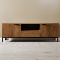 Meuble TV Moderne Rétro Luxe Léger avec Rangement Écologique, Cadre en Bois et Métal, Placage Chêne Rustique pour Salon, Chambre, Appartement
