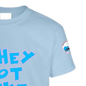 T-shirt bleu clair à manches courtes et col rond avec imprimé graphique bleu, vêtement décontracté pour tous les jours, streetwear confortable - Product Image 5