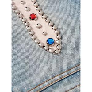 2025 Summer Vintage Patchwork Denim <b>Men's</b> Streetwear Straight Leg Mid Waist Button Fly Windproof Breathable Jeans <b>Shorts</b> - Product Image 6