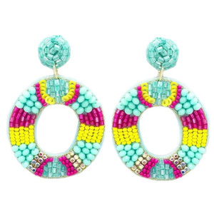 Boucles d'oreilles pendantes Saint-Patrick en perles brodées, haute couture, multicolores, pour femmes, vente en gros - Product Image 5