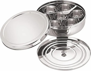 Designer Metal Masala Storage <b>Box</b> Decorative Lid Kitchen <b>Spice</b> Organizer Container for Herbs Seasoning Dining Use - Product Image 1