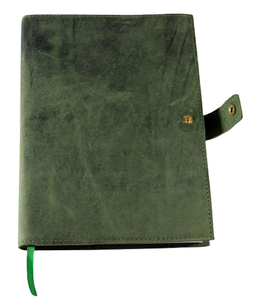 Journal en cuir de buffle vert fait main, rechargeable, pages vierges pour carnet de voyage - Product Image 1