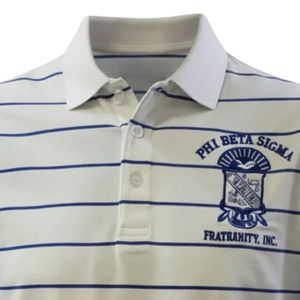 Camiseta Polo Phi Beta Sigma, Azul y Blanca a Rayas, Camisa de Fraternidad Griega, Camiseta Polo Informal, Elegante y Transpirable de Manga Corta para Hombre - Product Image 2