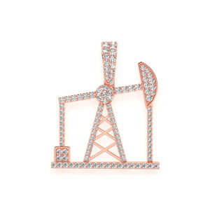 Iced Minimalist Statement Custom <b>Drilling</b> Rig 10K Gold Lab Grown Diamond Fashion <b>Jewelry</b> Pendants Charms Unique Necklaces Gifts - Product Image 1