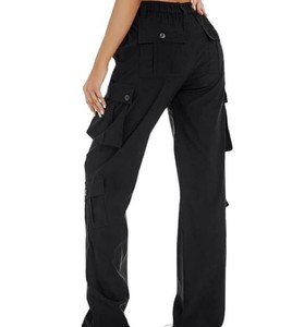 กางเกงคาร์โก้เอวสูงสำหรับผู้หญิง หลายกระเป๋า น้ำหนักเบา ทรงขากว้าง สวมใส่สบาย เหมาะสำหรับทำงาน ผ้าฝ้าย 100% แห้งเร็ว - Product Image 2