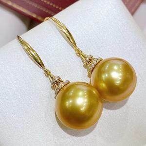 Luxurious 12-13mm Australian White Natural Pearl Earrings Slightly Flawed 925 Silver Fashion <b>Drop</b> Design Gift <b>Box</b> Wenchi Model - Product Image 1
