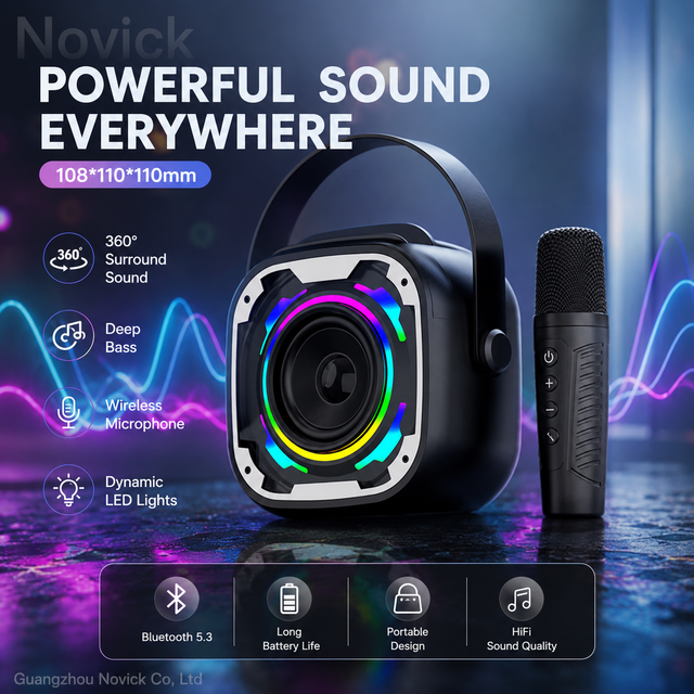 V11 Karaoke Machine with Wireless Microphone RGB LED Lights Kids Gifts Outdoor Camping Soundbox with Phone Holder Bulk Wholesale