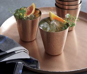 Verres à boire en cuivre de forme ronde classique, gobelets métalliques pour l'eau, les jus, les cocktails, durables, réutilisables, vaisselle de cuisine. - Product Image 1